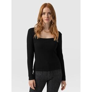 Saint and Sophia Sloane Ribbed Top 6 Black NWT